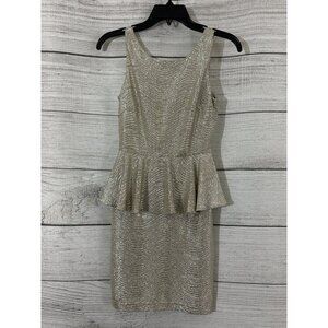 Hailey Logan by Adrienne Papell Silver Metallic Peplum Dress Size XS
